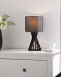 Miniatyrbilde 2 av 9: Bordlampe Svart Tre Tekstil Lampeskjerm Moderne Design