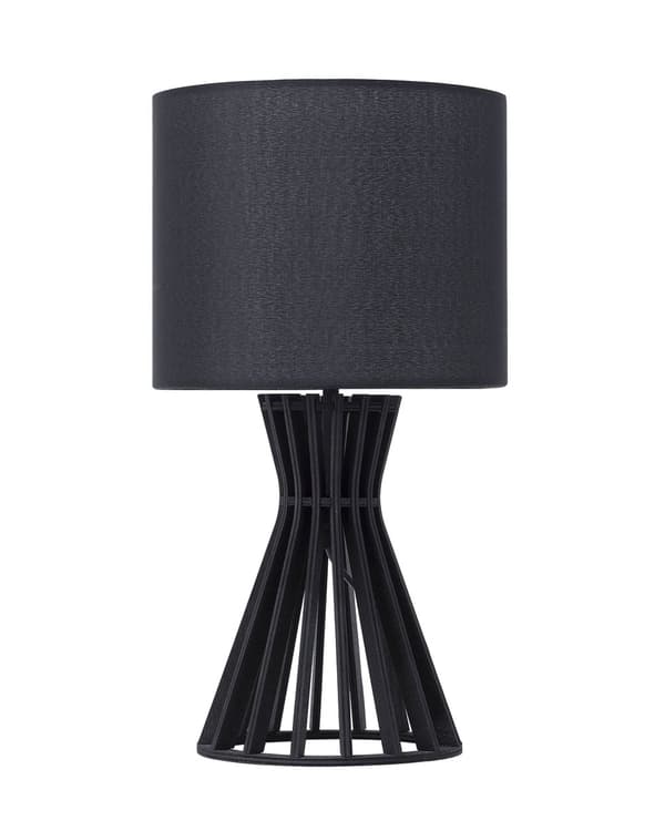Bordlampe Svart Tre Tekstil Lampeskjerm Moderne Design