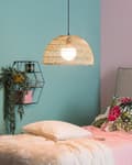 Miniatyrbilde 2 av 10: Pendellampe Naturlig Flettet Rotting Klokkeformet Hengelampe Boho stil