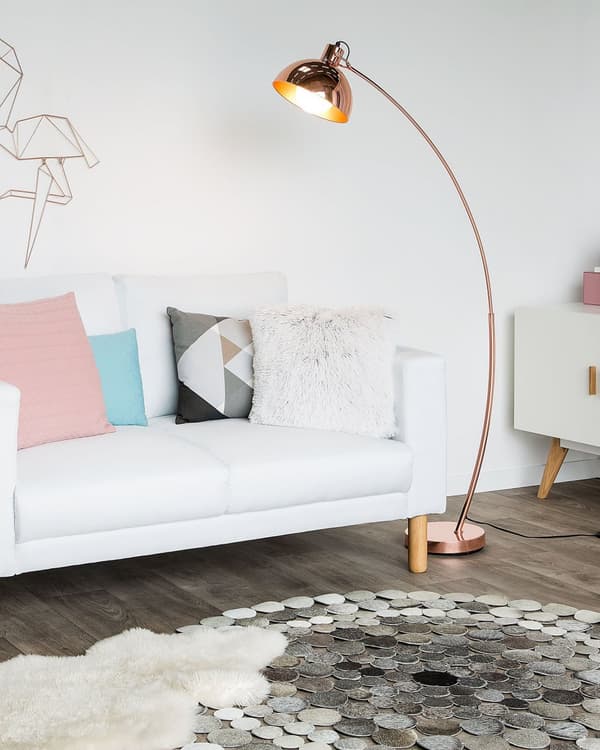 Gulvlampe Kobber Metall 155 cm Justerbar lampeskjerm Halvrund form Dekorativ Innredning Moderne design
