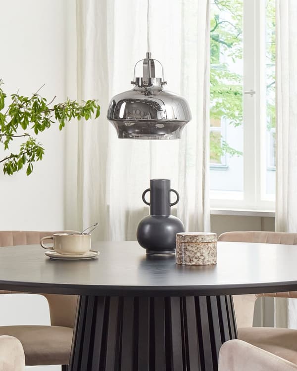 Pendellampe Grå Glass ø 20 cm Industriell Taklampe Moderne