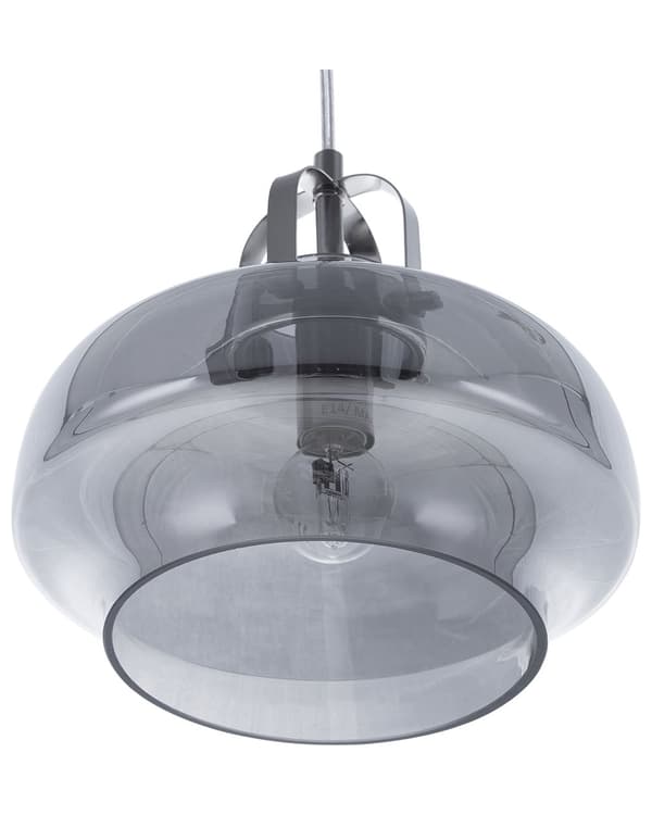 Pendellampe Grå Glass ø 20 cm Industriell Taklampe Moderne