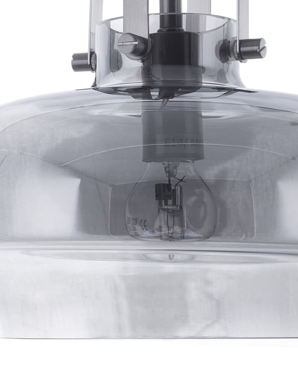 Pendellampe Grå Glass ø 20 cm Industriell Taklampe Moderne