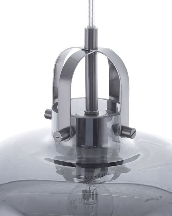 Pendellampe Grå Glass ø 20 cm Industriell Taklampe Moderne