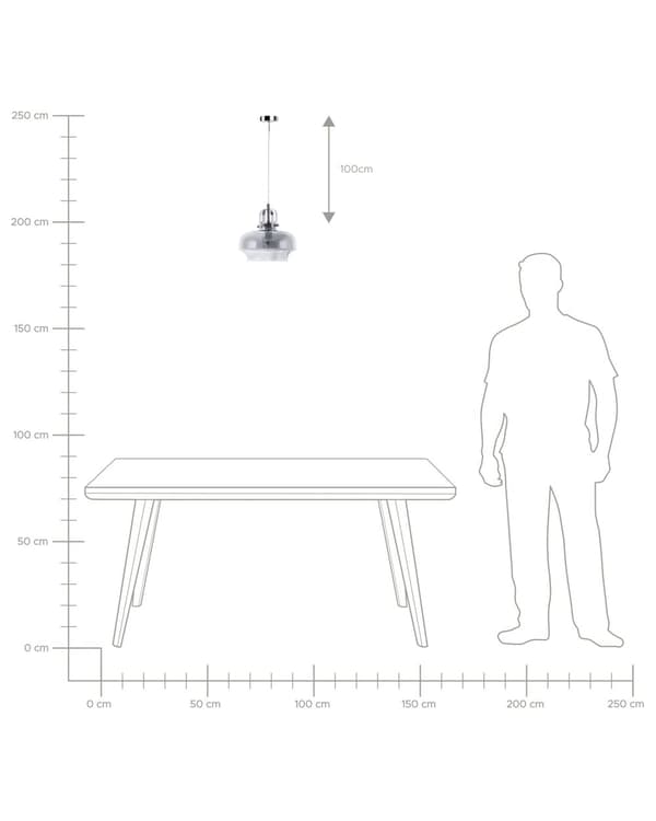 Pendellampe Grå Glass ø 20 cm Industriell Taklampe Moderne