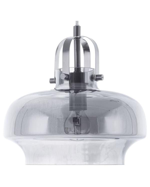 Pendellampe Grå Glass ø 20 cm Industriell Taklampe Moderne