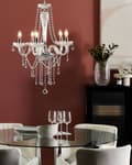 Miniatyrbilde 2 av 9: Taklampe sølvmetall 185 cm høyglans dekorativ klar krystall 5 lamper Glam
