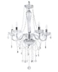 Miniatyrbilde 1 av 9: Taklampe sølvmetall 185 cm høyglans dekorativ klar krystall 5 lamper Glam