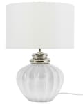 Miniatyrbilde 5 av 11: Bordlampe Nattbordslampe Hvit keramikksokkel Rund trommeskjerm i polycotton