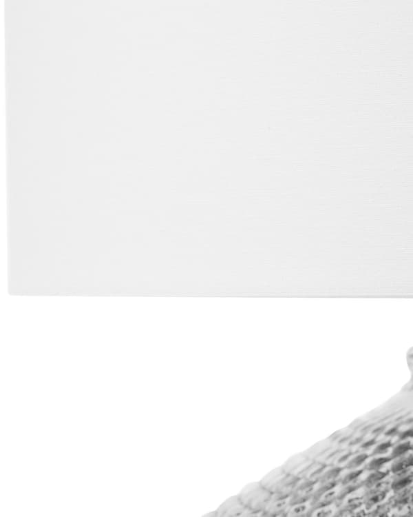 Bordlampe Sølv Metall 55H cm Hvit Polycotton-skjerm Glam