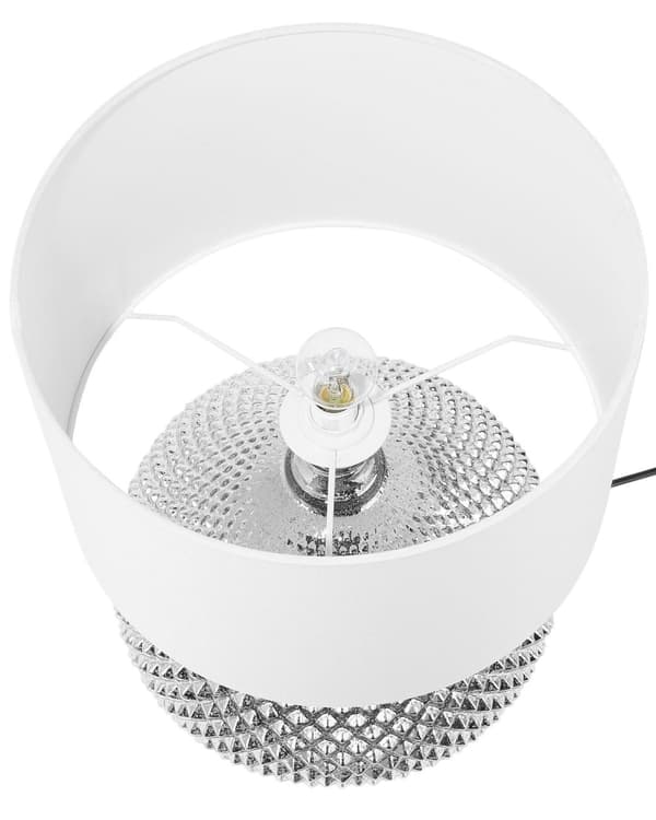 Bordlampe Sølv Metall 55H cm Hvit Polycotton-skjerm Glam