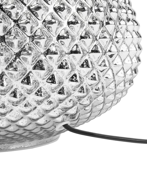 Bordlampe Sølv Metall 55H cm Hvit Polycotton-skjerm Glam