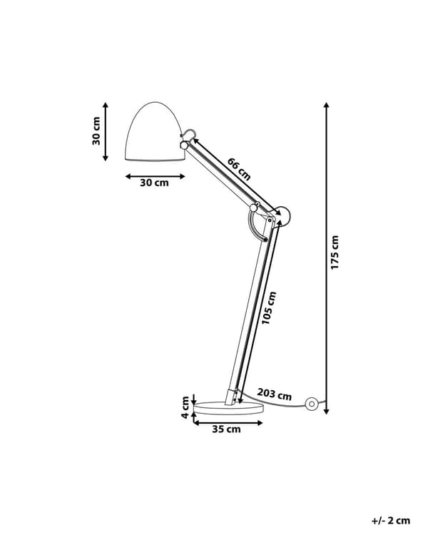 Gulvlampe Hvit Farge Metall 175 cm Justerbar Industriell