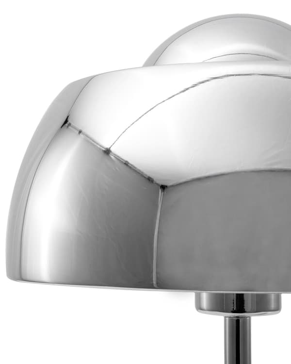 Bordlampe Nattbordslampe Sølv Metall 44 cm Rund Sokkel Kuppel Skjerm Industriell