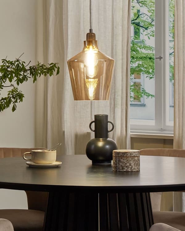 Pendellampe i gullfarget glass Moderne industriell taklampe