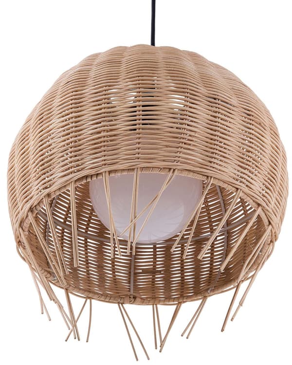 Pendellampe Brun Rotting ø 27 cm Rund form Kuppel Dekorativ Belysning Stemningsfullt lys Stue Spisestue Soverom Boho
