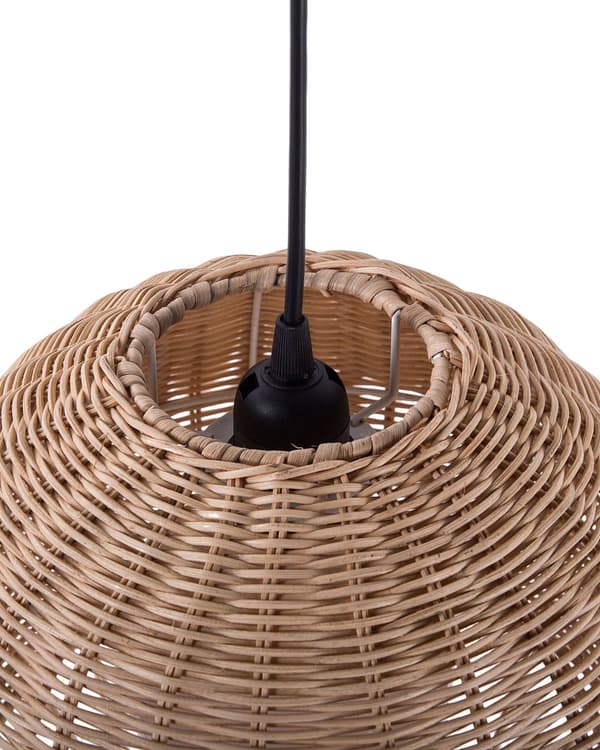 Pendellampe Brun Rotting ø 27 cm Rund form Kuppel Dekorativ Belysning Stemningsfullt lys Stue Spisestue Soverom Boho