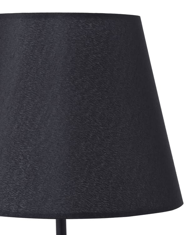 Bordlampe Svart, rund trefot Svart stoffskjerm Moderne