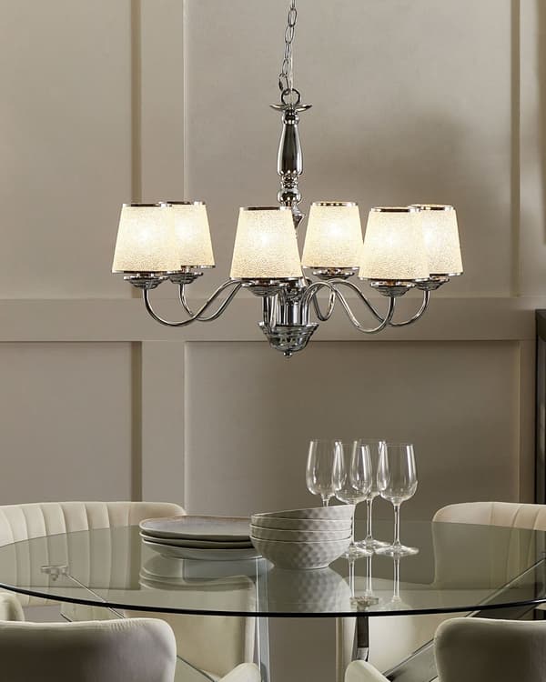 Hengende Lampe Pendel Sølv Metall Belysning 6 Lys Klassisk Stil