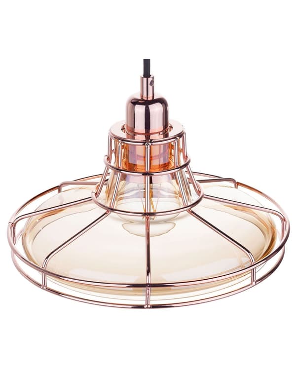 Pendellampe Kobber Glass 26 x 117 x 26 cm Burlignende form Industriell og vintage stil Belysning Taklampe
