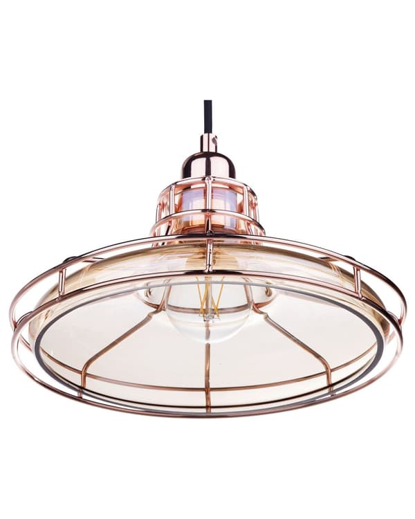 Pendellampe Kobber Glass 26 x 117 x 26 cm Burlignende form Industriell og vintage stil Belysning Taklampe