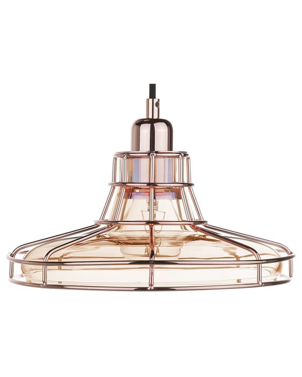 Pendellampe Kobber Glass 26 x 117 x 26 cm Burlignende form Industriell og vintage stil Belysning Taklampe