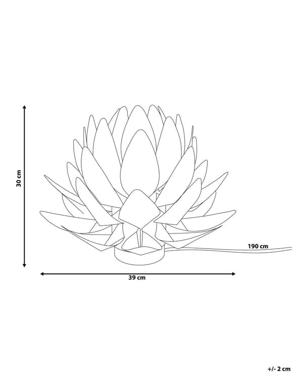 Bordlampe hvit plast 30H cm dekorativ blomsterformet minimalistisk