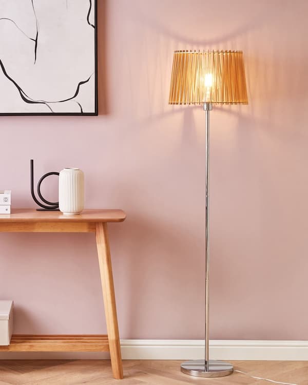 Gulvlampe Lys Treskjerm med sølvsokkel MDF og metall 153 cm Stående lys