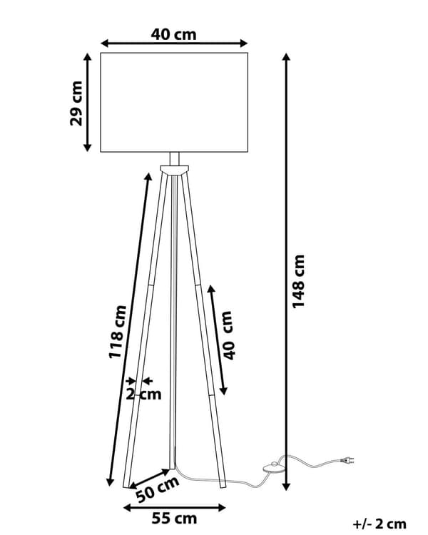 Gulvlampe Gull Metall 148 cm Tripod Stativ Hvit Stoff Trommeskjerm