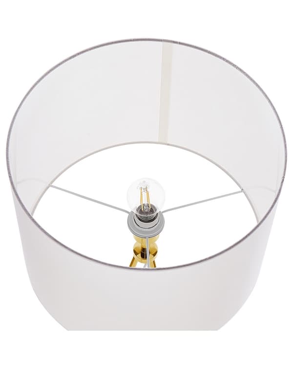 Gulvlampe Gull Metall 148 cm Tripod Stativ Hvit Stoff Trommeskjerm