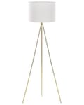 Miniatyrbilde 1 av 11: Gulvlampe Gull Metall 148 cm Tripod Stativ Hvit Stoff Trommeskjerm