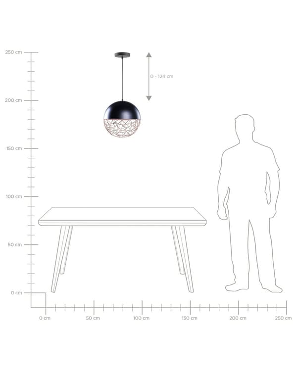 1-lampes globependel svart lampe rammeverk Modern