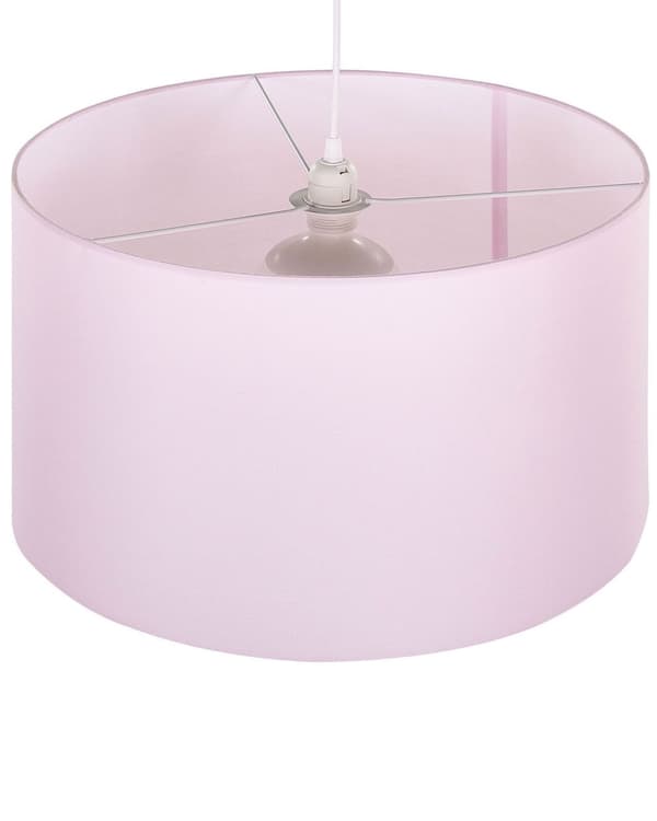 Pendellampe Rosa Stoff Sylinderformet skjerm 1 lyskilde Minimalistisk Chic Belysning Taklampe