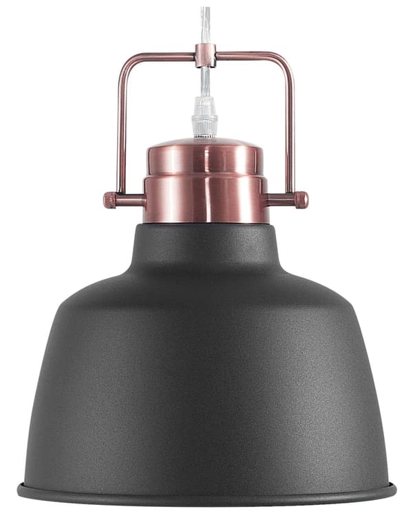 Taklampe Grafittgrå Metall 179 cm Pendellampe Lampeskjerm Industriell Vintage