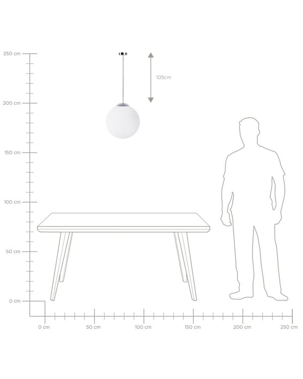 Pendellampe Hvit Sølv Glass ø 30 cm Globusform 1 lyskilde Moderne design Belysning