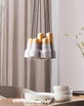 Miniatyrbilde 4 av 8: Pendellampe Grå Lyst tre Betong Klyngependel med 5 lys Moderne design Industriell stil Belysning Dekorasjon