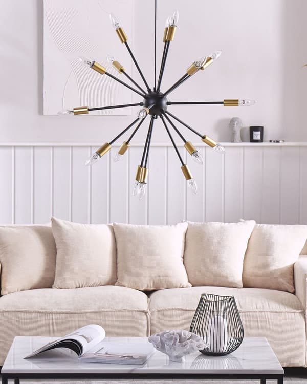 Taklampe 18 Lys Svart Metall Sputnik Glam