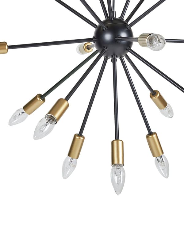 Taklampe 18 Lys Svart Metall Sputnik Glam
