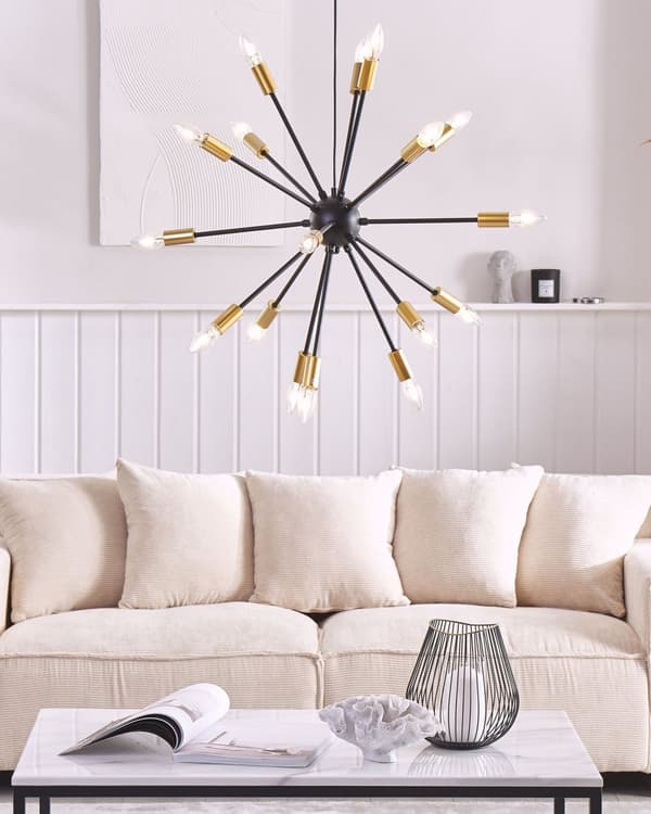 Taklampe 18 Lys Svart Metall Sputnik Glam