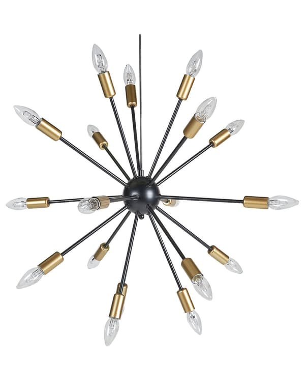 Taklampe 18 Lys Svart Metall Sputnik Glam