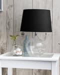 Miniatyrbilde 2 av 11: Bordlampe Transparent og svart, klar glassfot med trommeskjerm i polyester Moderne design