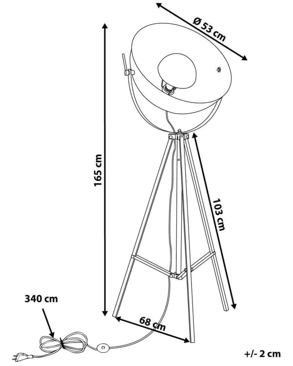 Gulvlampe Svart med Sølvfarget Metall 165 cm Stativfot Justerbar Åpen Skjerm Industriell Design