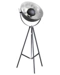 Miniatyrbilde 1 av 11: Gulvlampe Svart med Sølvfarget Metall 165 cm Stativfot Justerbar Åpen Skjerm Industriell Design