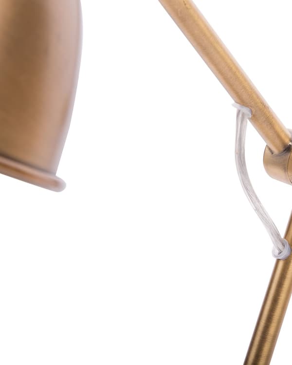 Bordlampe Messing Metall Justerbar Arm Leselampe Rund Skjerm Moderne Design