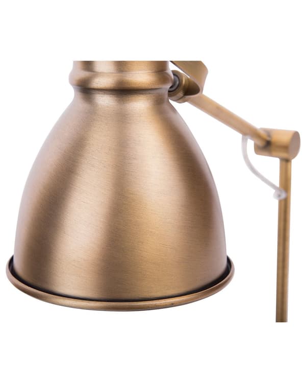 Bordlampe Messing Metall Justerbar Arm Leselampe Rund Skjerm Moderne Design