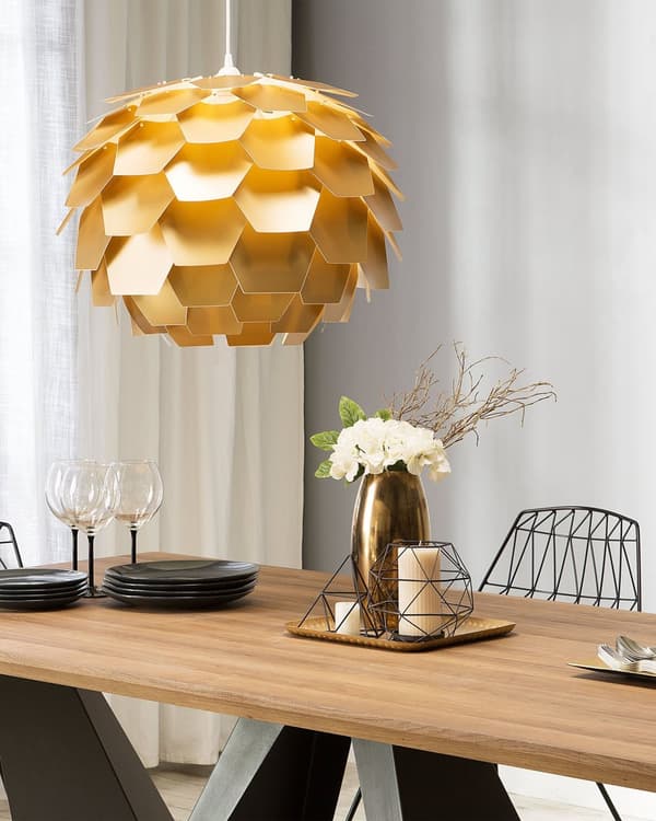 Pendellampe Gull Kuleformet Skjerm Furu Plast Taklampe