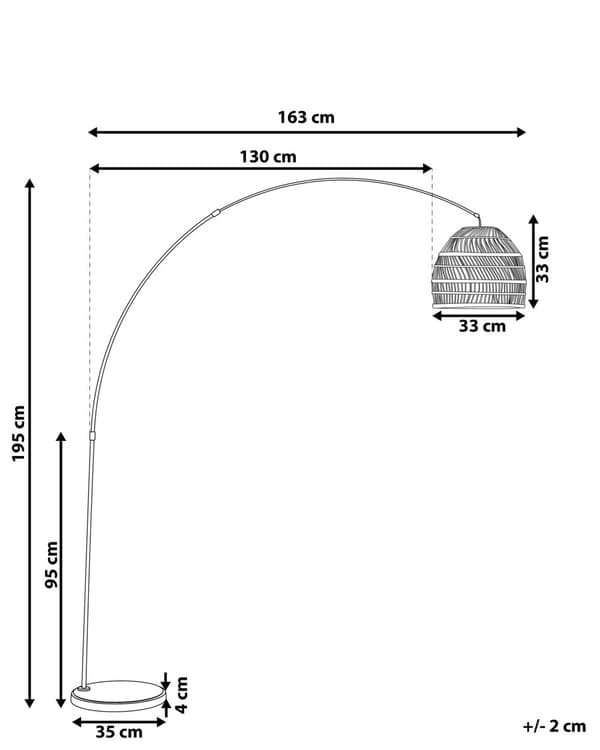 Gulvlampe Svart Metallbue 195 cm med Rottingskjerm