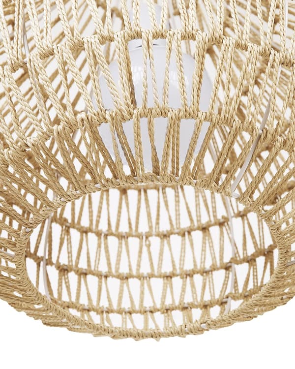 Taklampe Pendellampe Sandbeige papirtau Flettet skjerm Rund Boho