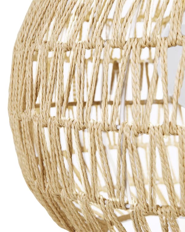 Taklampe Pendellampe Sandbeige papirtau Flettet skjerm Rund Boho