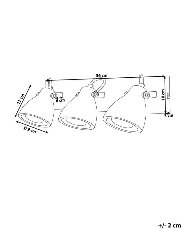 Vegglampe Grå Betong 3 lys Moderne Industrielt design